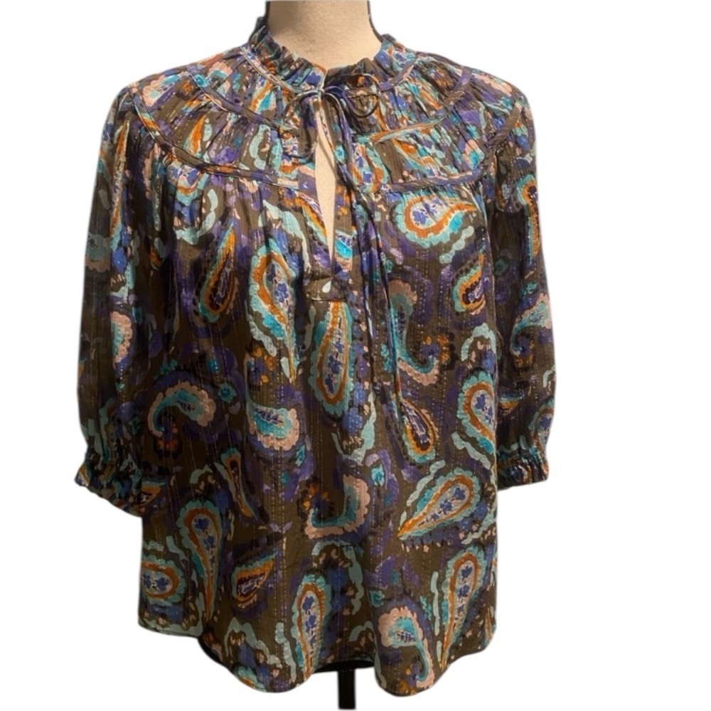 Marie Oliver Women’s Pretty Silk Blend Half Sleeve Peep Hole Colorful Silver M